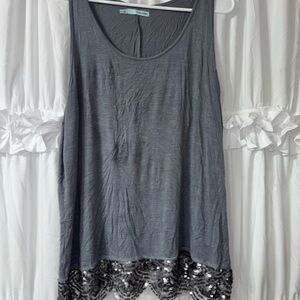 Gray Tank Top with Sequin Detail